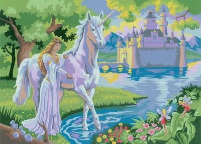 Set de desen cu vopsele acrilice Royal - Unicorn, 39 x 30 cm