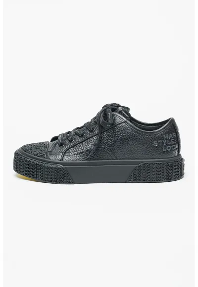Pantofi sport din piele cu logo - Negru