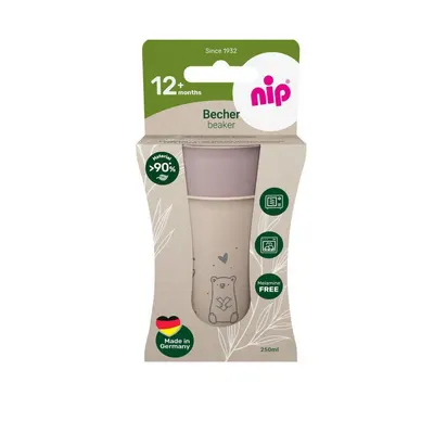 Set 2 pahare pentru copii cu motive gravate laser, din materiale naturale regenerabile, fara BPA, fara melamina, lavabile in masina de spalat vase, Made in Germany, 12+ luni, roz, nip