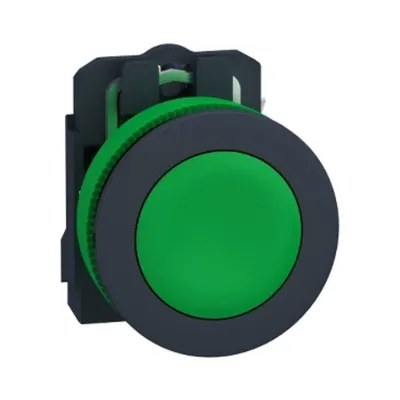 Harmony XB5, Buton antimicrobian, plastic, verde, Ø30, cu reveni, nemarcat, 1 NO