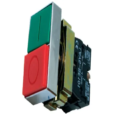 Buton dublu egal (cap buton+etrier+contact+2ND), rosu / verde