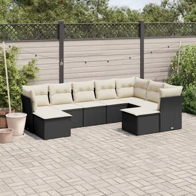Gossi set mobilier de gradina cu perne, 9 piese, negru, poliratan