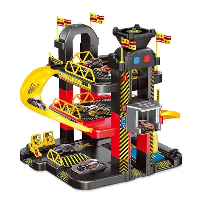 Set de joaca Parcare cu 3 niveluri, lift si 5 masinute 52x20x50 cm