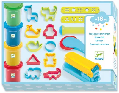 Set de modelare cu plastilina Djeco - 4 culori, 21 de forme