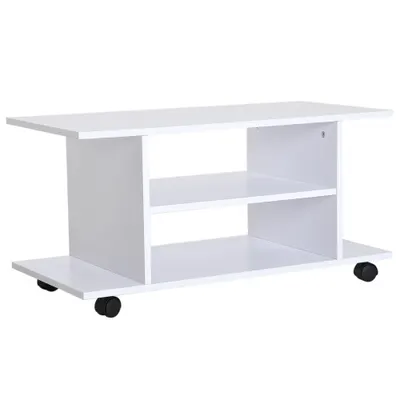 HOMCOM, comoda TV din lemn cu roti, 80x40x40cm, alb | Aosom Ro