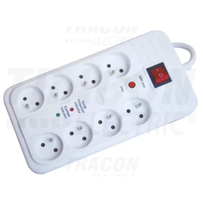 Prel. 8 prize cu CPtip pin, intr, prot. la U HNKTMF8-3M-KT 8×FRENCH, 3m, max.16A, 250VAC, 3680W, H05VV-F
