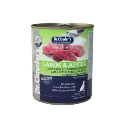 DR. CLAUDER'S Selected Meat, XS-XL, Miel și Mere, conservă hrană umedă fără cereale câini, sistem articular, (în suc propriu), 800g