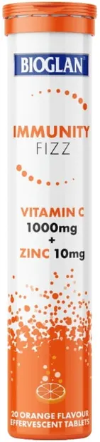 Immunity Fizz Vitamin C + Zinc, portocale, 20 comprimate efervescente, Bioglan