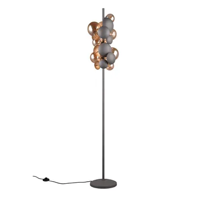 Lampadar gri-auriu cu abajur din sticlă (înălțime 155 cm) Bubble – Trio Select