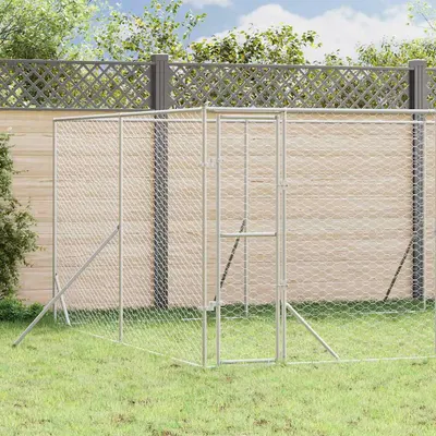 vidaXL Padoc de exterior pentru câini argintiu 8x4x2 m oțel galvanizat