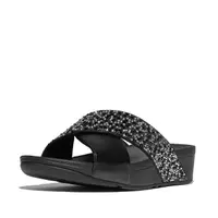 FITFLOP FitFlop Lulu Crystal-Mix Metallic Cross Slides ZWART 36
