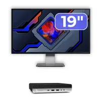 Pachet Calculator Second Hand HP ProDesk 600 G5 Mini, Intel Core i5-8500T 2.10 - 3.50GHz, 8GB DDR4, 256GB SSD + Monitor 19"