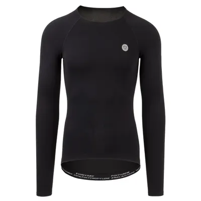 Tricou de ciclism cu mânecă lungă fără cusături respirabil negru
