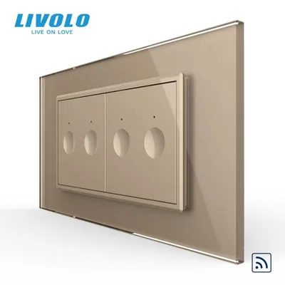 Intrerupator tactil dublu control telecomanda RF + Intrerupator tactil dublu control telecomanda RF, 4M, cu rama sticla Auriu