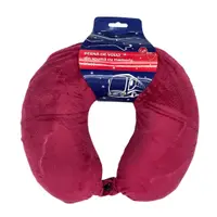 Pernă de călătorie, pentru adulți, culoare grena, din spumă cu memorie, 30 cm