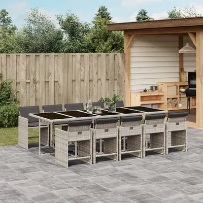 Gossi set mobilier de gradina cu perne 11 piese gri deschis poliratan