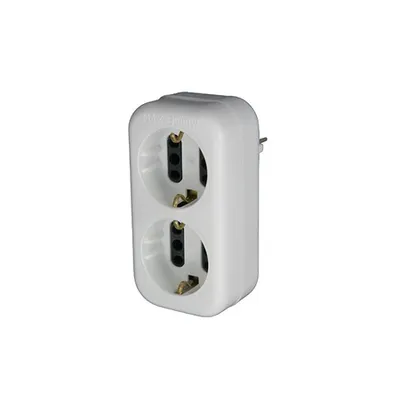 Adaptor cu 2 prize schuko si 4 prize bipolare tip S de la 1 schuko la 2 schuko/4 bipolare - tip S