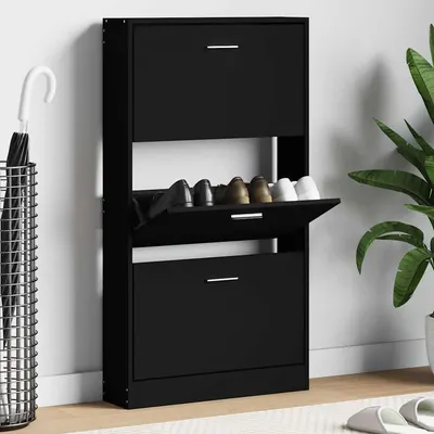 vidaXL Pantofar, negru, 59x17x108 cm, lemn compozit
