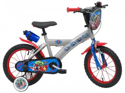 Bicicleta pentru copii Denver Avengers 14 inch, frana de mana pe ambele roti, claxon, sticla de apa, aparatoare noroi fata si spate, spite metalice, roti gonflabile