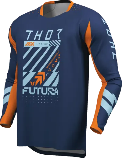 Tricou atv cross copii Thor Launchmode Futura, culoare bleumarin portocaliu, marime 2YXS