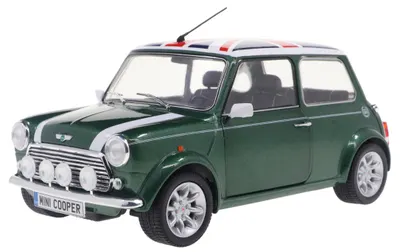 Model de colecție SOLIDO Contemporary: Automobile - Mini Cooper Sport British Racing, Green & Flag, 1997