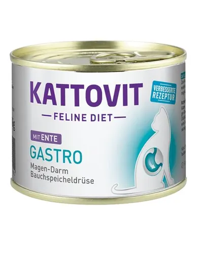 KATTOVIT Feline Diet Gastro Duck hrana pisici cu afectiuni gastrointestinale, cu rata 185 g