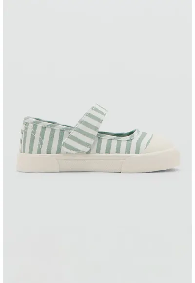 Pantofi sport cu dungi si velcro - Alb/Verde