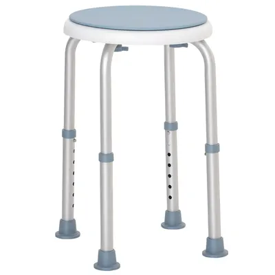 HOMCOM Taburet de duș scaun de duș antiderapant taburet de baie înălțime reglabil pivotant la 360° din aluminiu | Aosom Romania