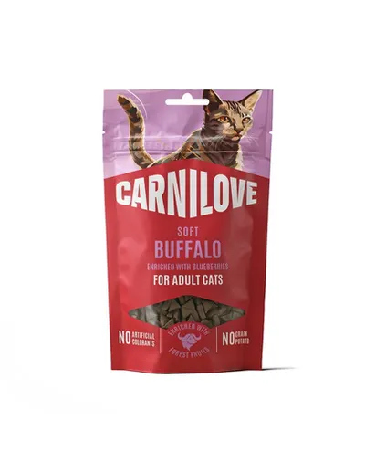 Recompense moi pisici CARNILOVE Soft Snack 50 g cu bivol și afine