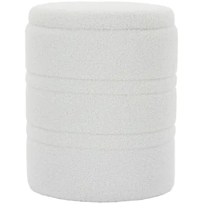 HOMCOM Taburet Rotund Tip Pouf cu Spațiu de Depozitare 33L din Sherpa cu Capac, Capacitate 120kg, Living, Hol, Alb | Aosom Romania