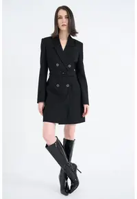 Rochie-sacou mini cu dungi - Negru/Argintiu