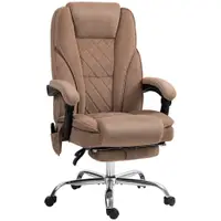 Vinsetto Scaun de birou ergonomic cu funcție de masaj, suport pentru picioare, rotativ, pe role, Maro | Aosom Romania