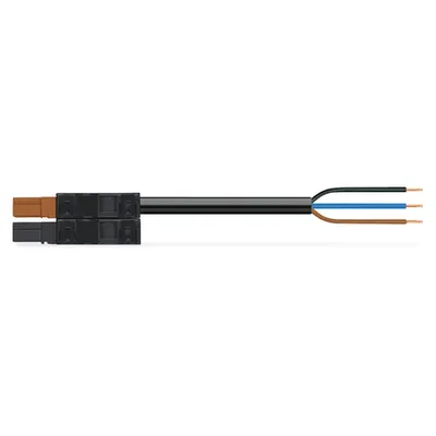 pre-assembled connecting cable; Eca; Plug/open-ended; 3-pole; Cod. A/S; 3 m; 1,50 mm²; black/brown