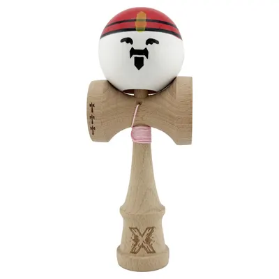 Jucarie de indemanare din lemn, Kendama X, Flippy, Rege, Super Sticky Legendary, Big Cups V2, 18 cm, Maro