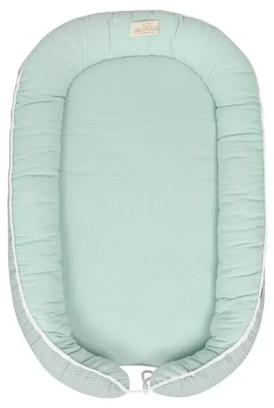 Cuib dublu pentru bebeluși Baby Matex - Prestige Muslin, verde deschis