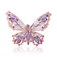 Brosa fluture din aur roz cu pietre pretioase si semipretioase de 15.85ct