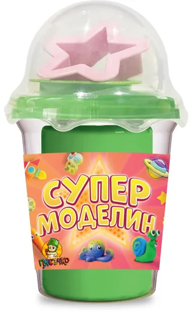 Plastilină Piasăchko - Cu forme pentru modelare, 100 g, verde