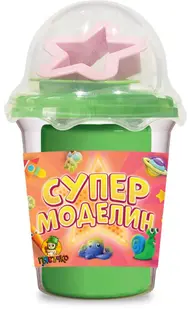 Plastilină Piasăchko - Cu forme pentru modelare, 100 g, verde