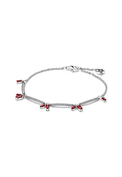 Bratara ajustabila tip Firecraker Argint 925 Zirconiu si Cristal Rosu