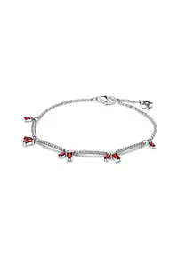 Bratara ajustabila tip Firecraker Argint 925 Zirconiu si Cristal Rosu