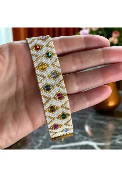 Bratara lata eleganta din margele miyuki cu insertii cristale Preciosa