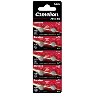 Baterii ceas alcaline AG5 LR754, 10 Buc. Camelion