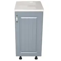Corp inferior cu 1 Usa Zebra, Alb/MDF Gri, si blat Travertin 40 x 85 x 60