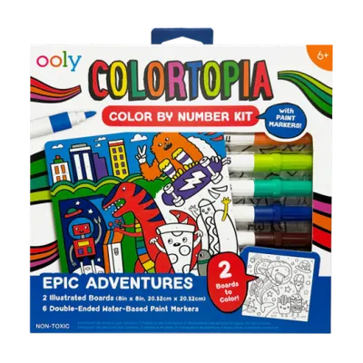 Set creativ de pictura dupa numere cu markere- Aventuri Epice (Set de 8)