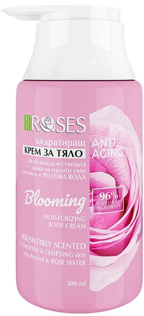 Nature of Agiva Roses Cremă hidratantă pentru corp Blooming, cu pompă, 300 ml