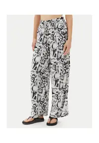 Pantaloni largi pentru dama stofa - negru/alb