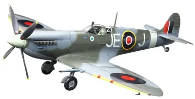 Model asamblabil Tamiya Militari: Avioane - Avion de vânătoare britanic Supermarine Spitfire Mk.IXc, 2 figurine