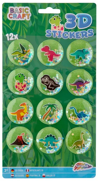 Set creativ Grafix - Stickere 3D cu sclipici, 12 bucăți, verde