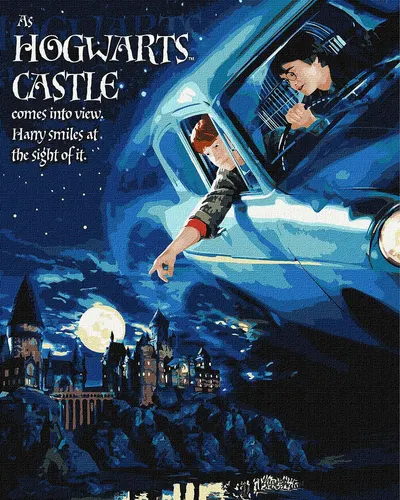 Set pentru desen după numere Ideyka Harry Potter - Car Flight, 40 x 50 cm