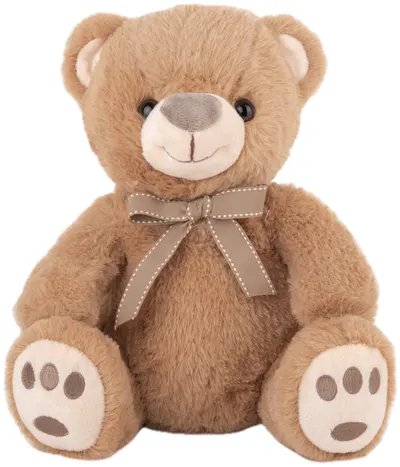 Jucărie de pluș Amek Toys - Ursuleț maro cu panglică, 28 cm
